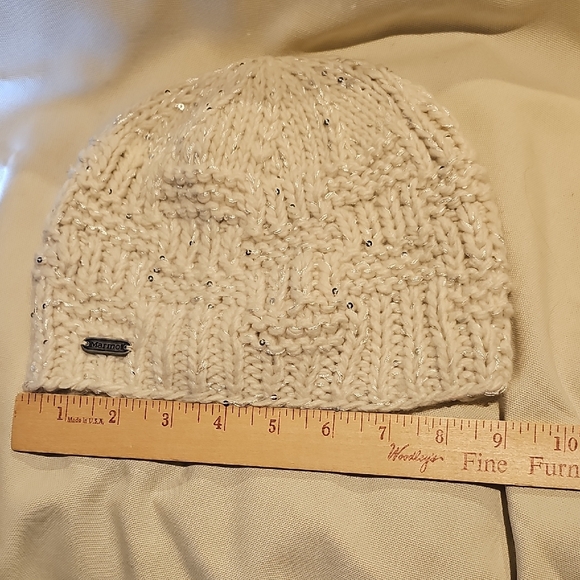 Marmot White Knit Beanie with Sequins - Picture 8 of 11